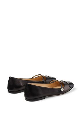 Elisa ballet flats with square toe Jimmy Choo | ELISAFLATPTZBLACK/BLACK